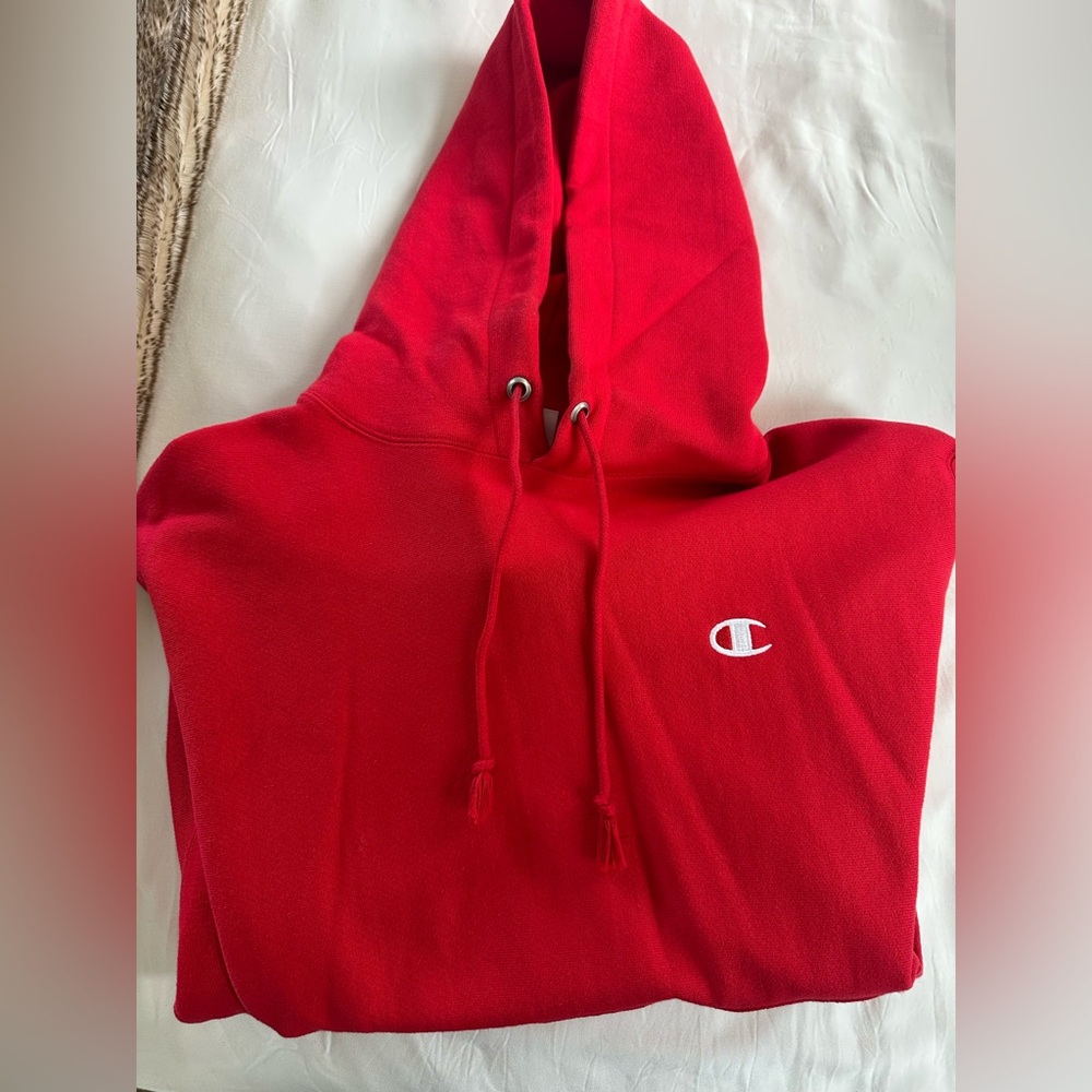 Champion Bright Red Reverse Weave Hoodie